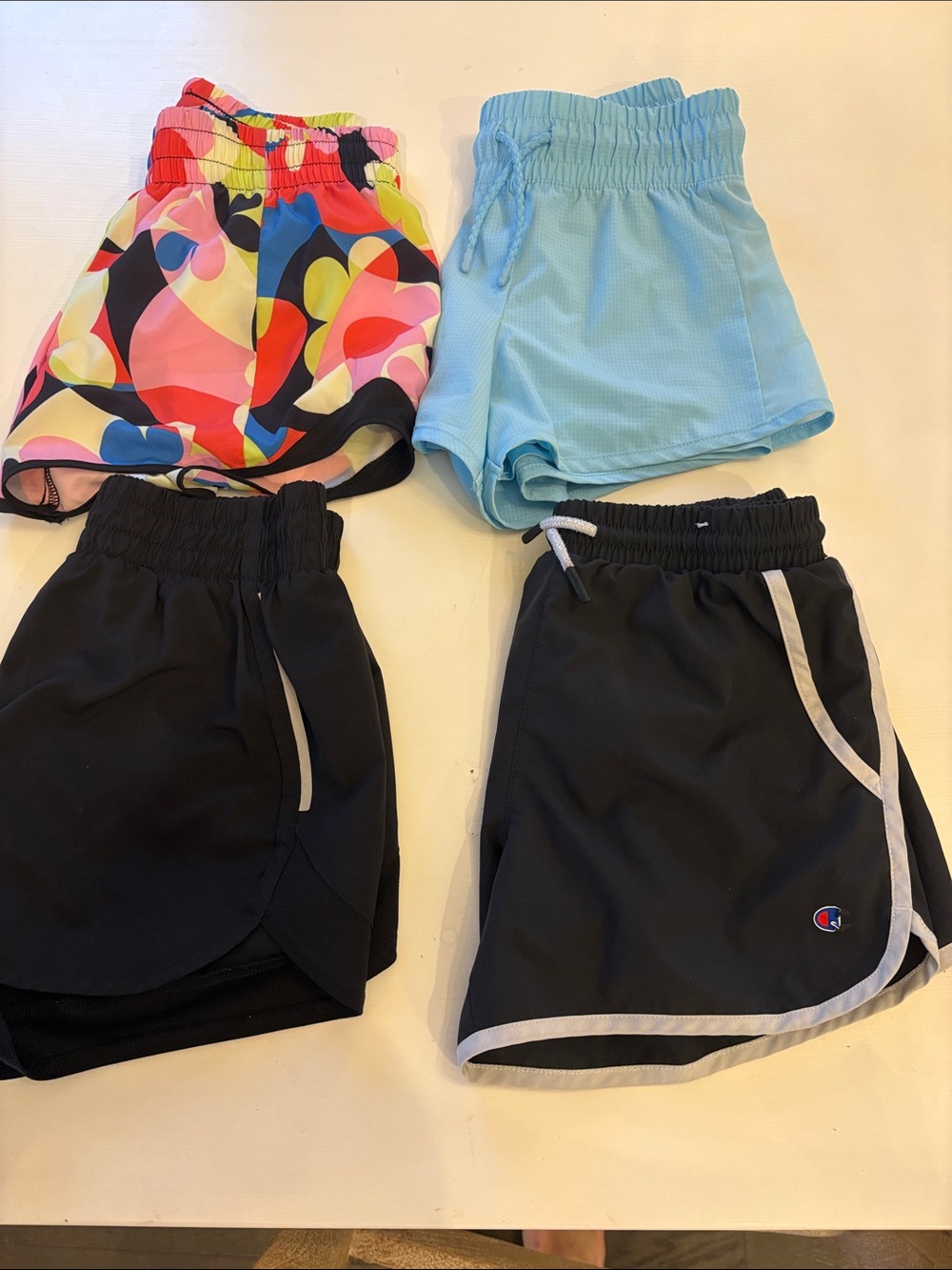 Girls' Multicolor Floral & Black and light blue Athletic Shorts Set